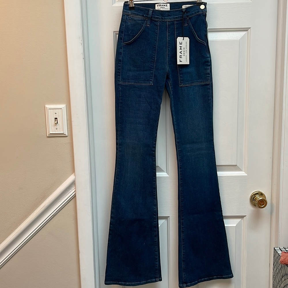 Frame Denim High Waist Flare Bell Bottom Jeans (34.5” inseam length)